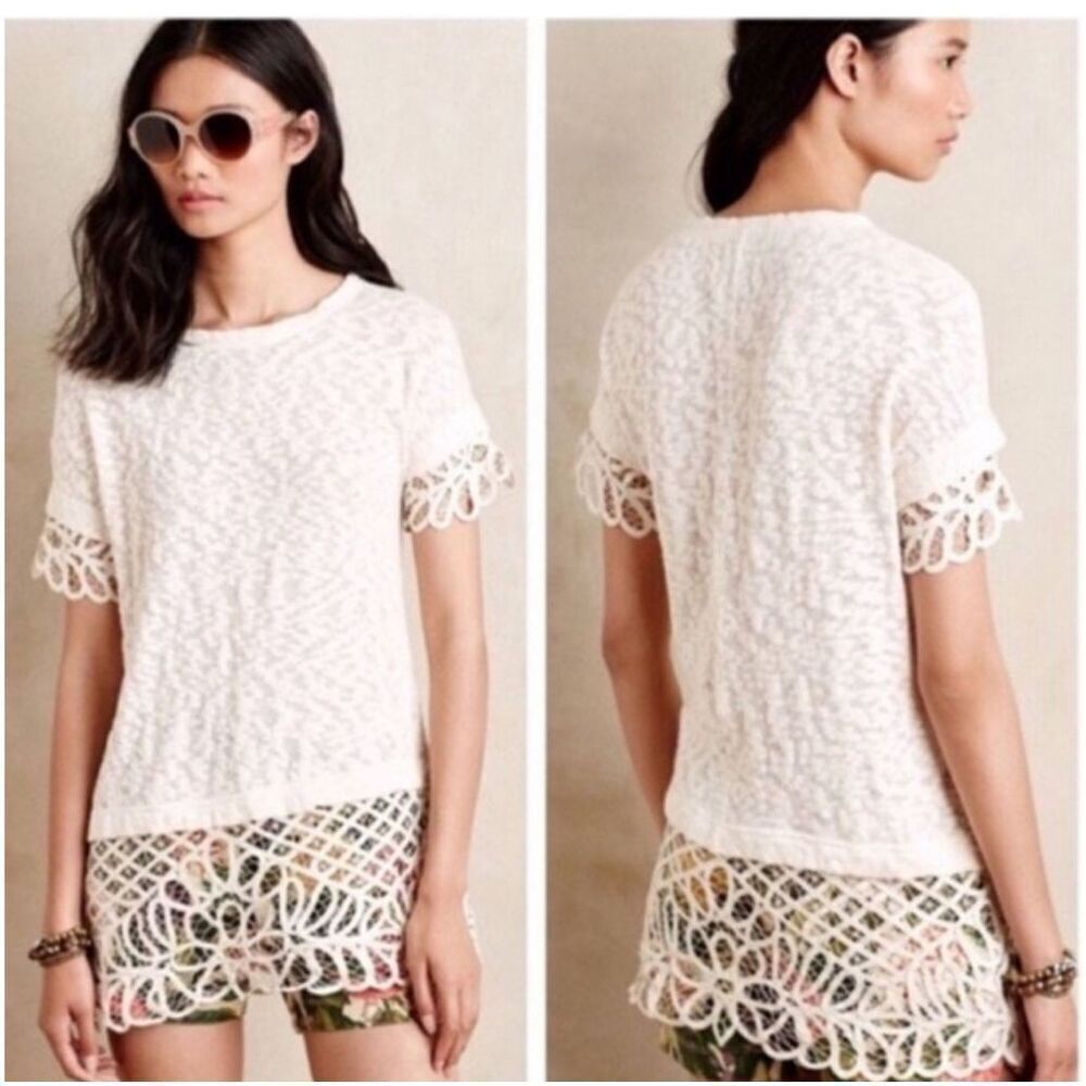 Anthropologie Saturday Sunday Lace‎ Trim Tunic Top Small